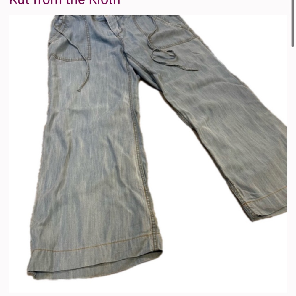 KUT FROM THE KLOTH, Lyocell Pale Denim Wide Straight Leg Pants, Drawstring 14